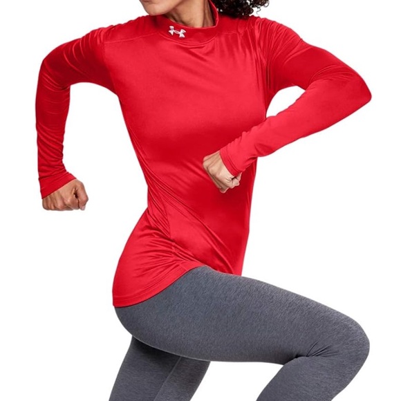 Under Armour‎ women’s Coldgrear  Mock Neck Pink Athletic Long Sleeve T-Shirt - Picture 1 of 13